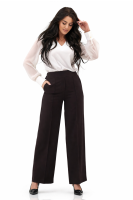 Elegancka bluzka damska z szyfonowym długim rękawem dekolt V mankiety z guzikiem - kremowa